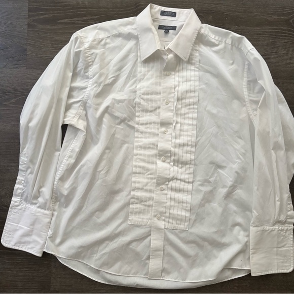 Madison Tuxedo Shirt Mens XL 17.5 White Pleated French Cuff - Picture 1 of 5